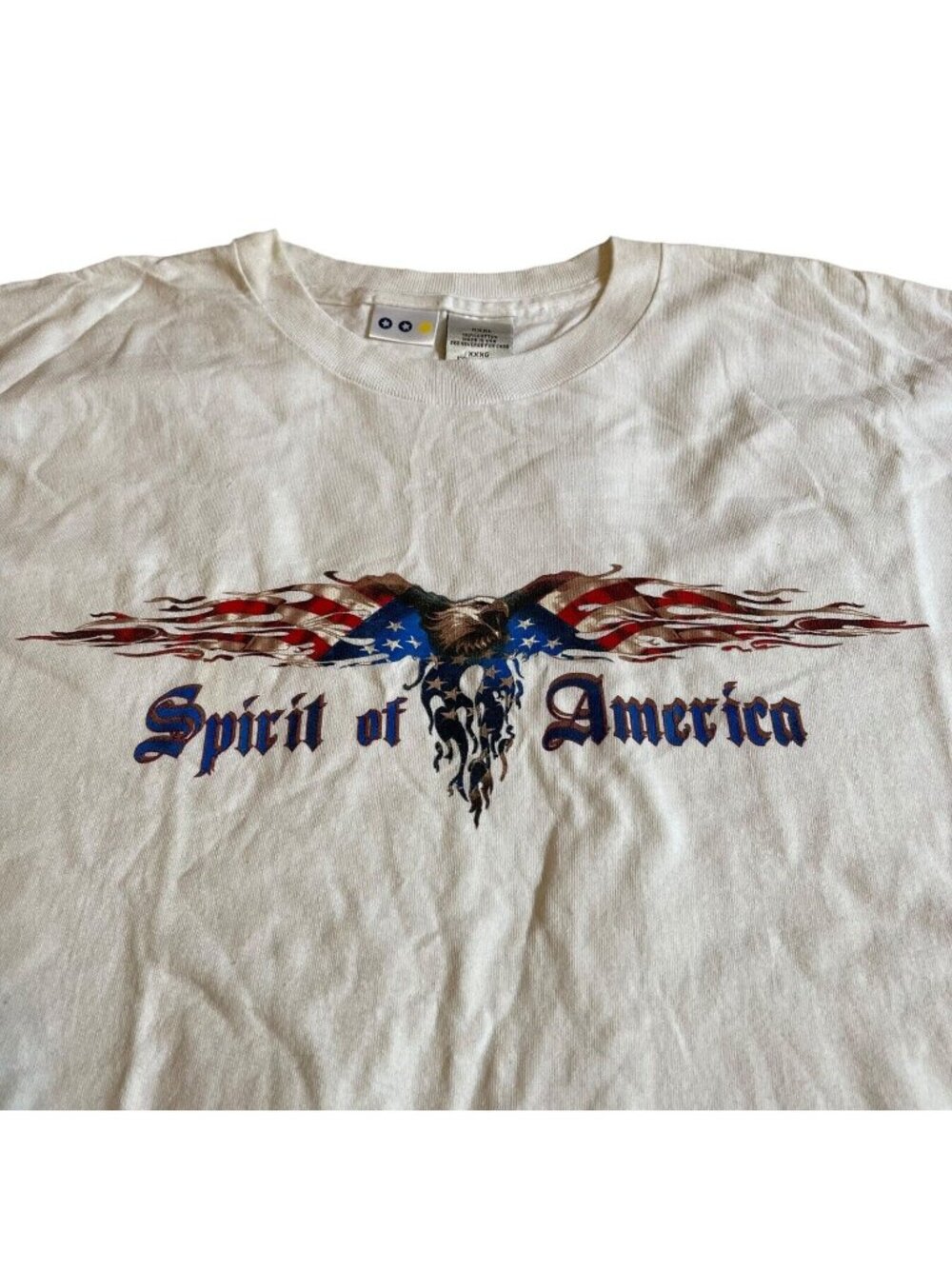 White Spirit Of America Eagle White 3XL Shirt Patriotic Eagle USA Flag Wings